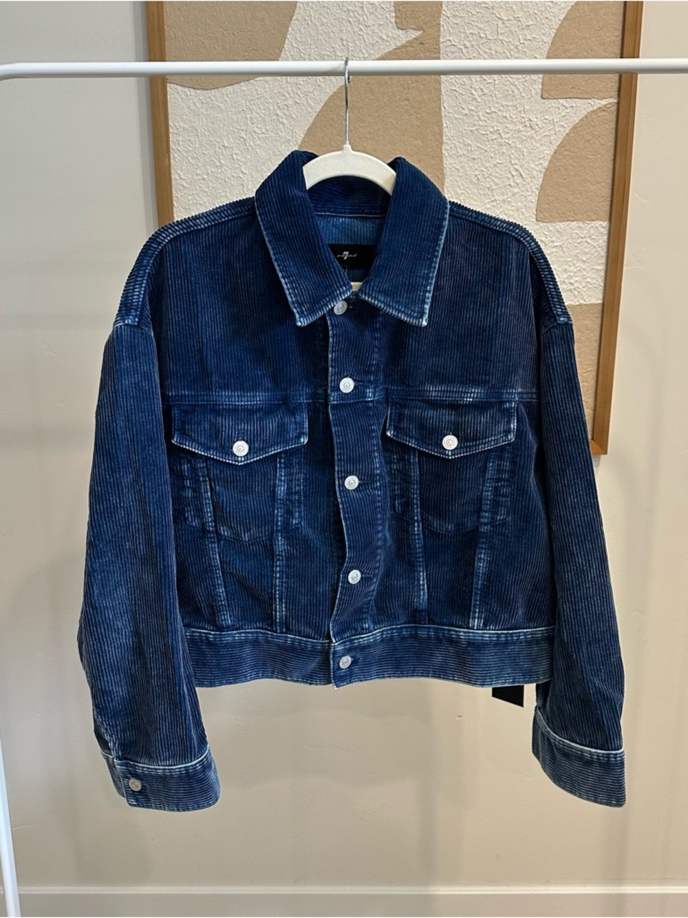 Navy Blue Corduroy Button-Up Jacket
